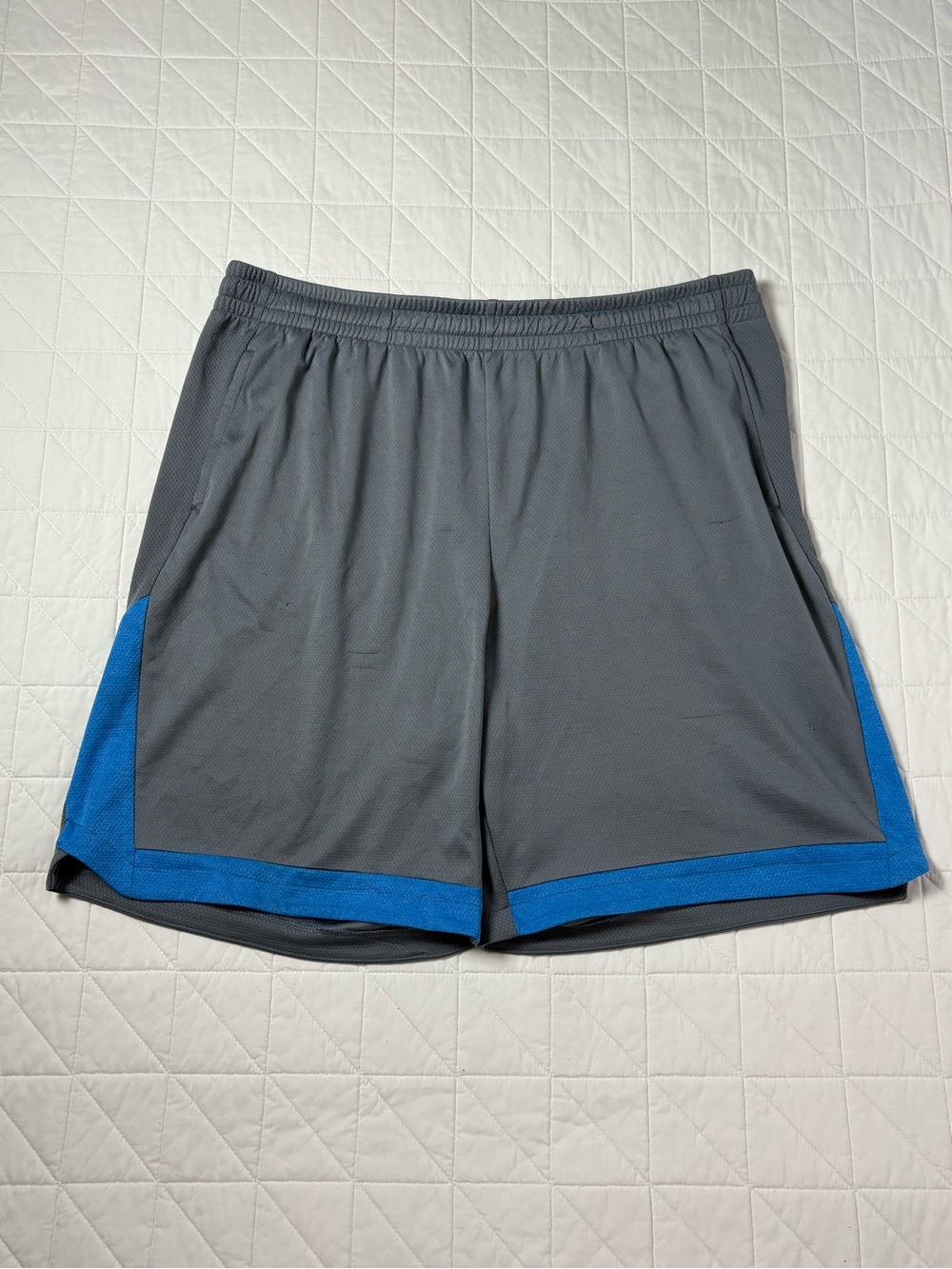 Tek Gear Basketball Shorts Grey Royal Blue - Mens Size XXL 2XL Flawed